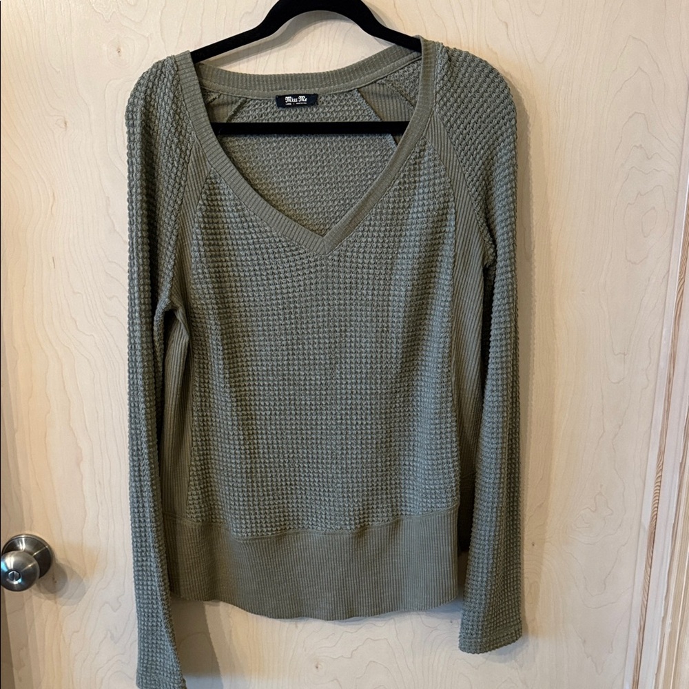 Miss Me Textured Knit Sweater in Olive